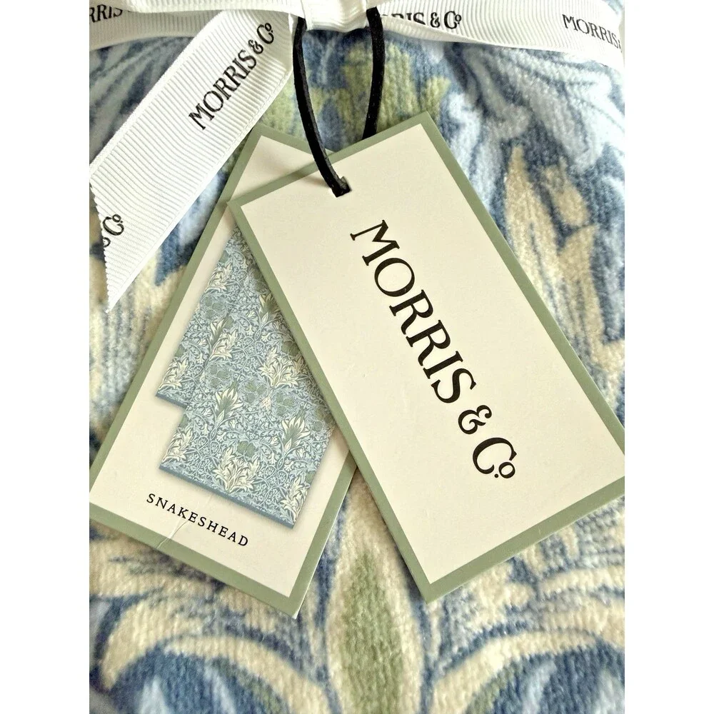 Morris & Co 2 Bath Towels 2 Hand Towels Blue Snakeshead Blue Cotton Velour